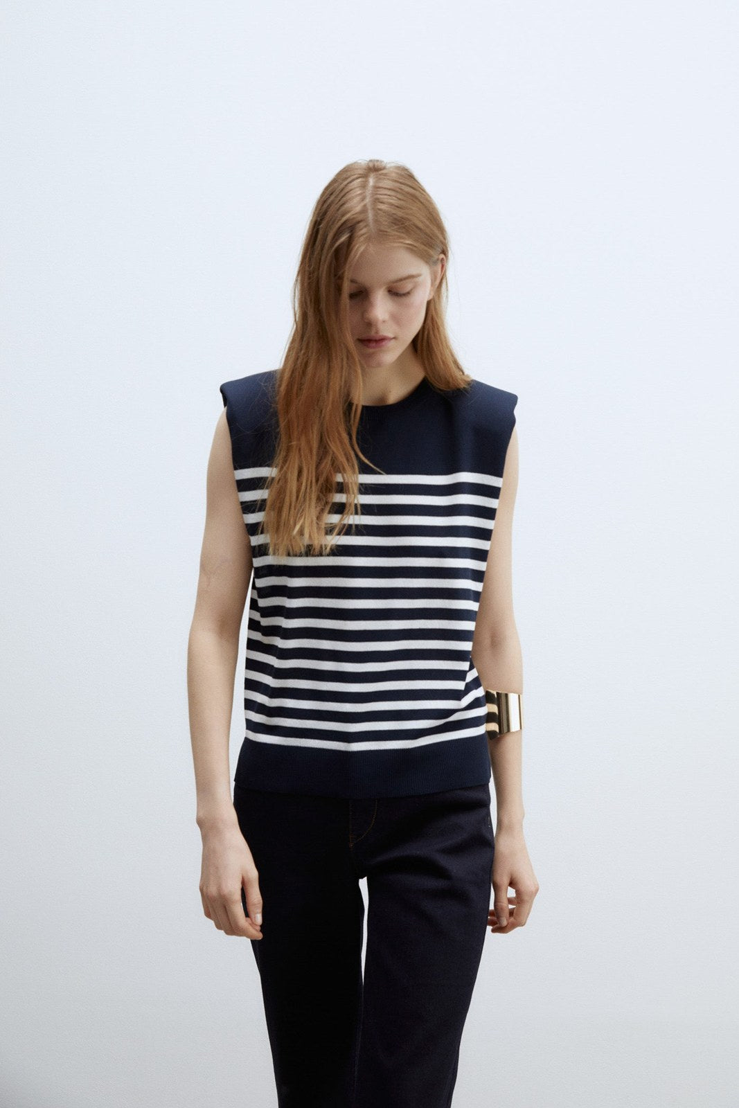 Sfera Stripes sleeveless top - Navy 3 Shaws Department Stores
