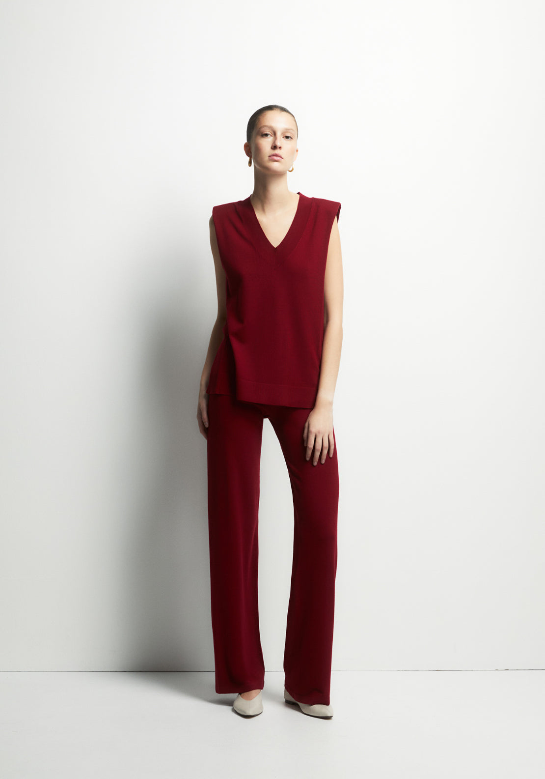 Plain Knit Top - Red