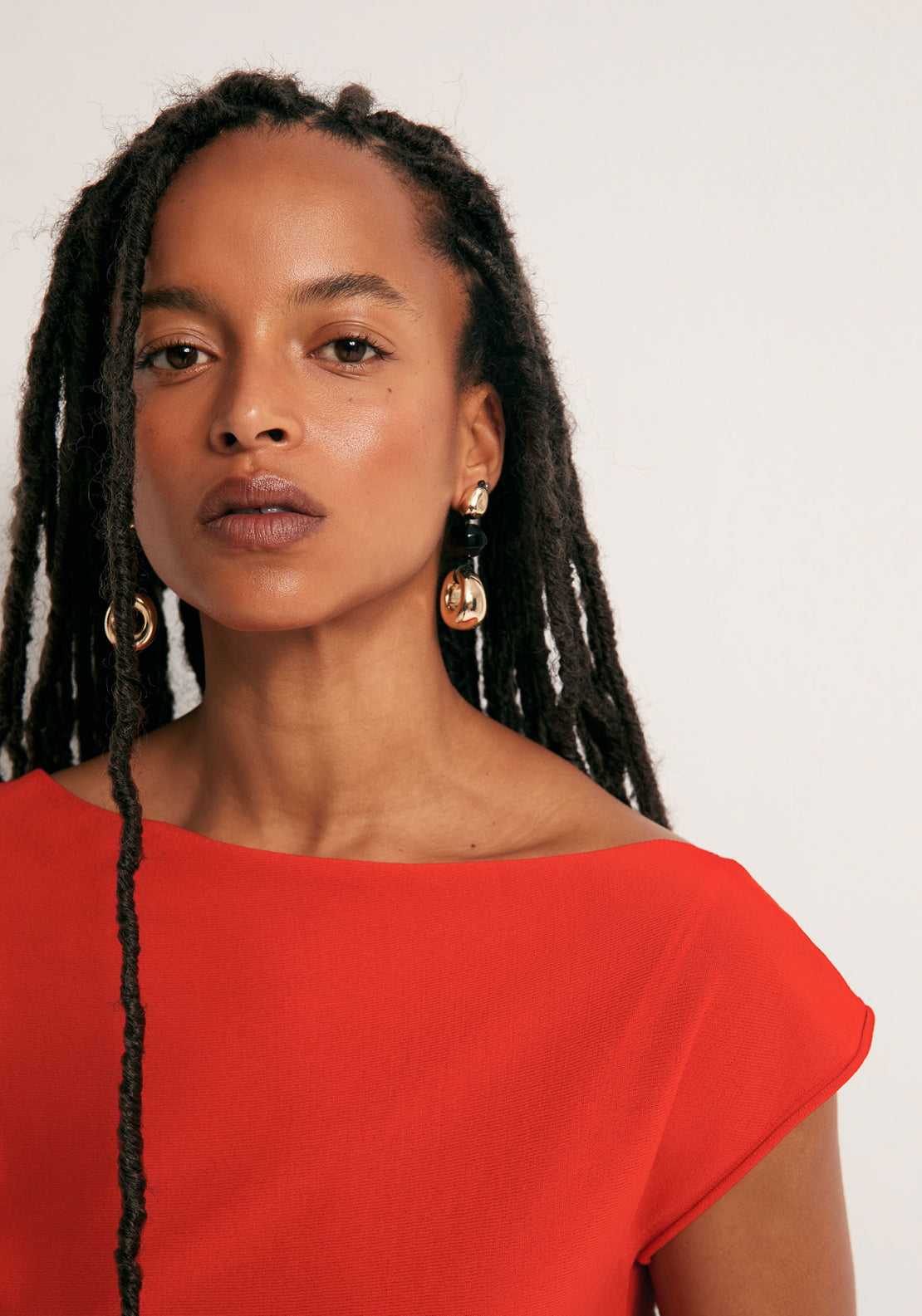 Asymmetrical Pleat Top - Red