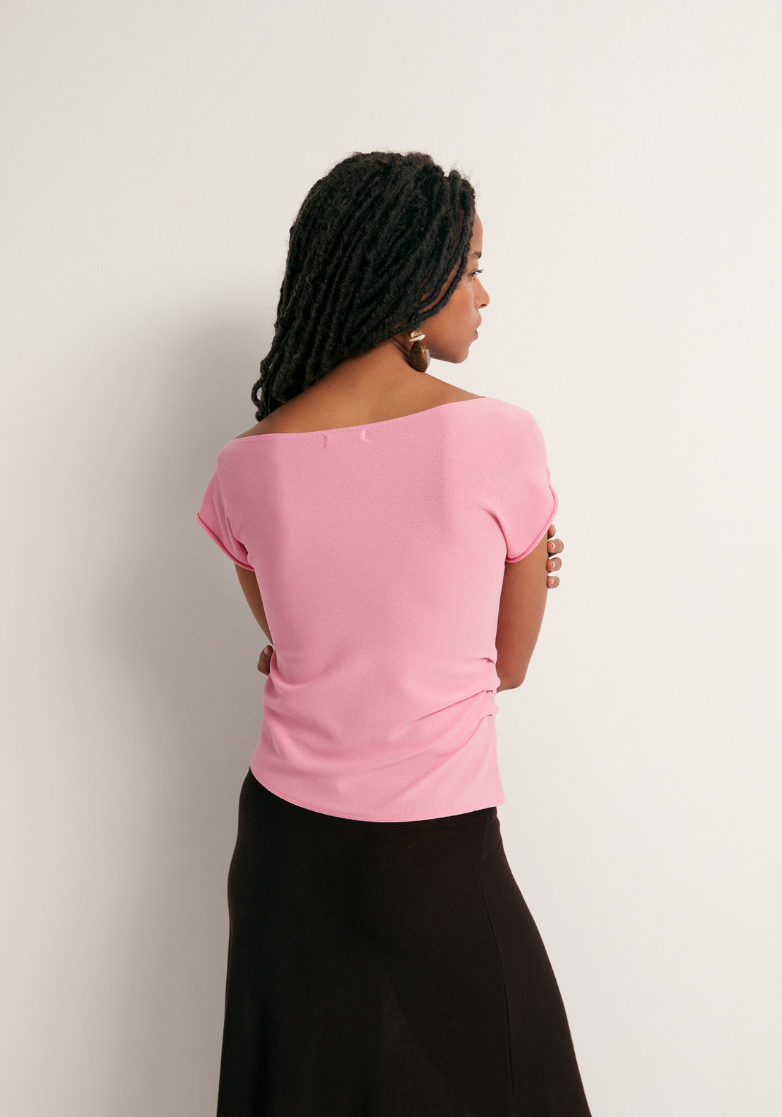 Asymmetrical Pleat Top - Pink
