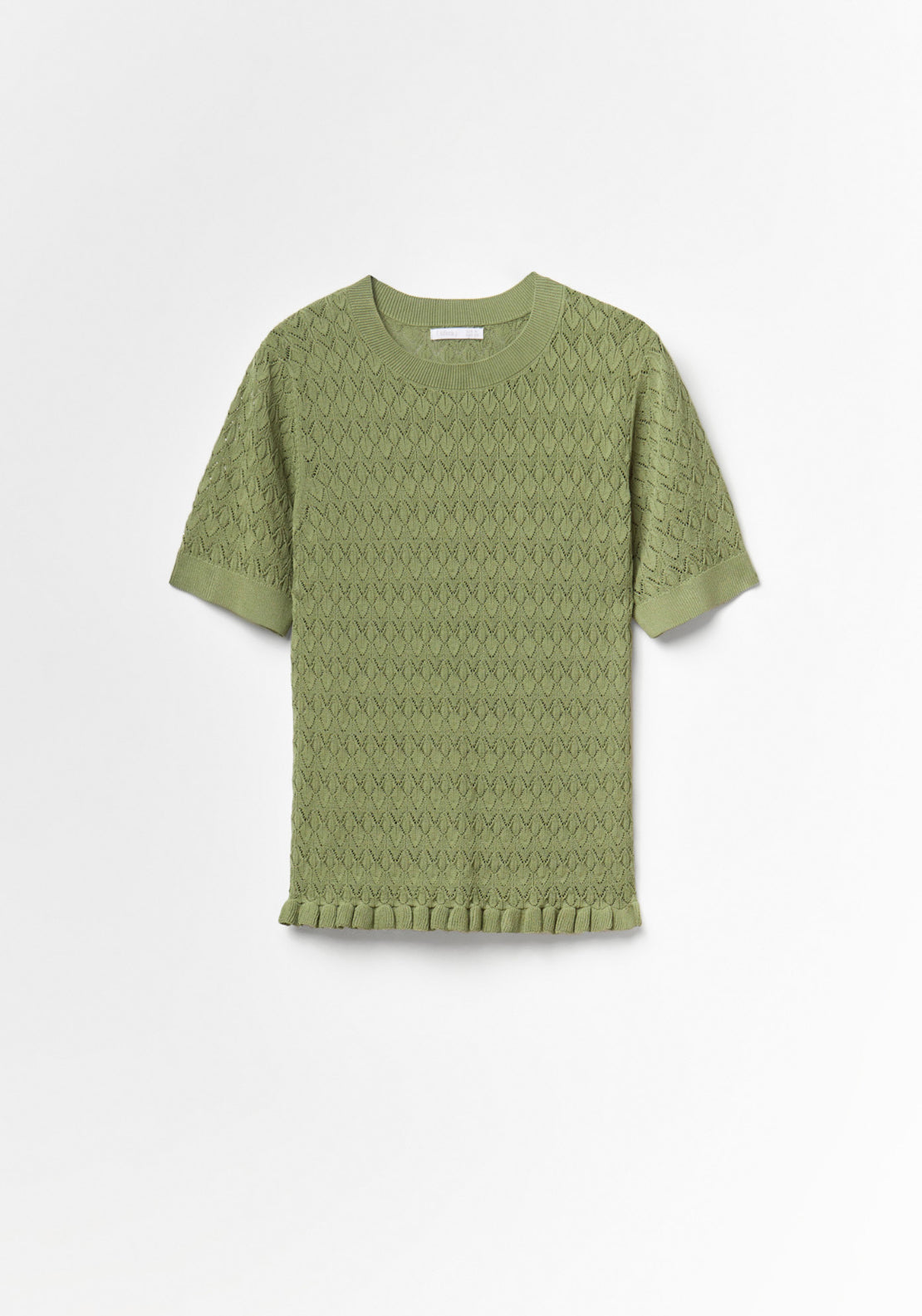Openwork Short Sleeve Top - Salvia