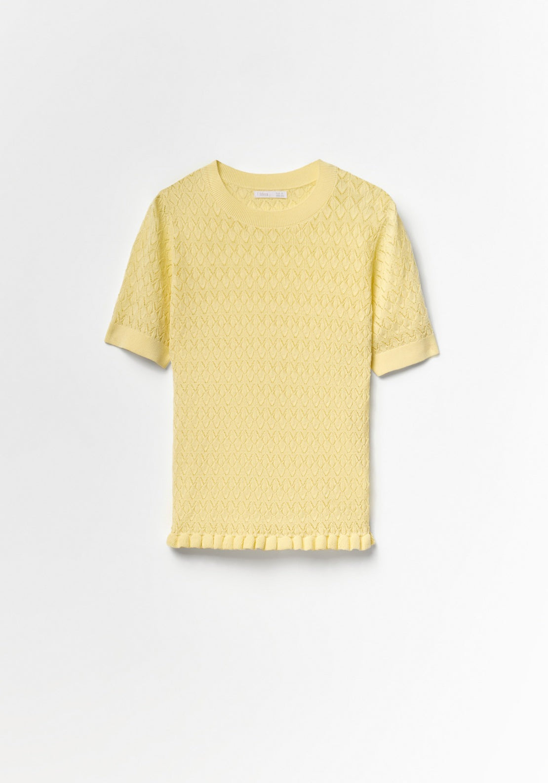 Openwork Short Sleeve Top - Yellow