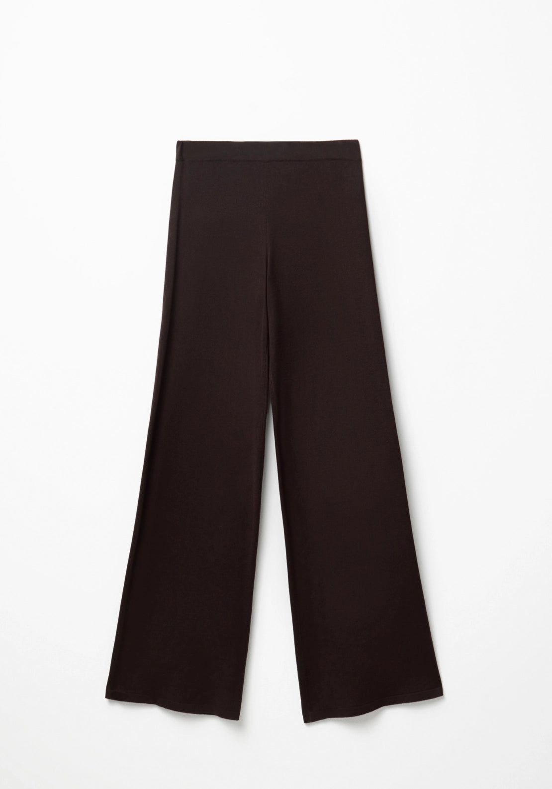 Plain Knit Trousers - Brown