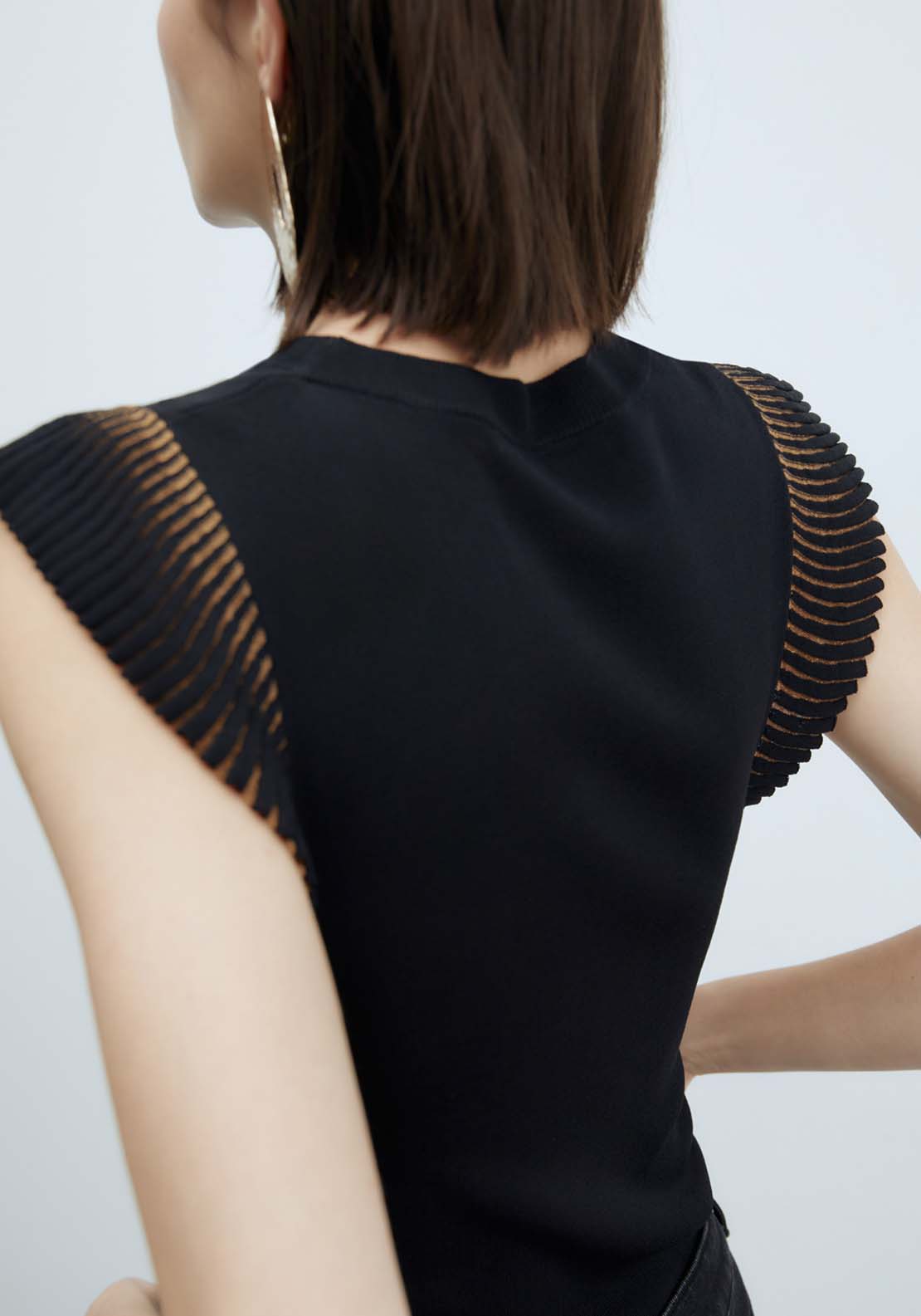 Sfera Ruffled Shoulders Top - Black 3 Shaws Department Stores