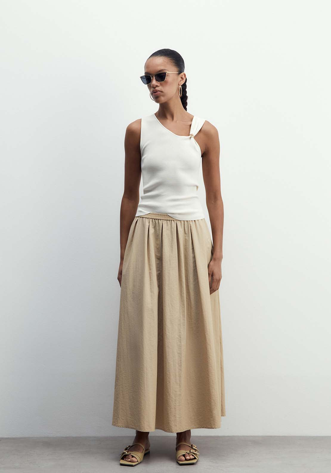 Sfera Asymmetrical Sleeves Top - White 1 Shaws Department Stores