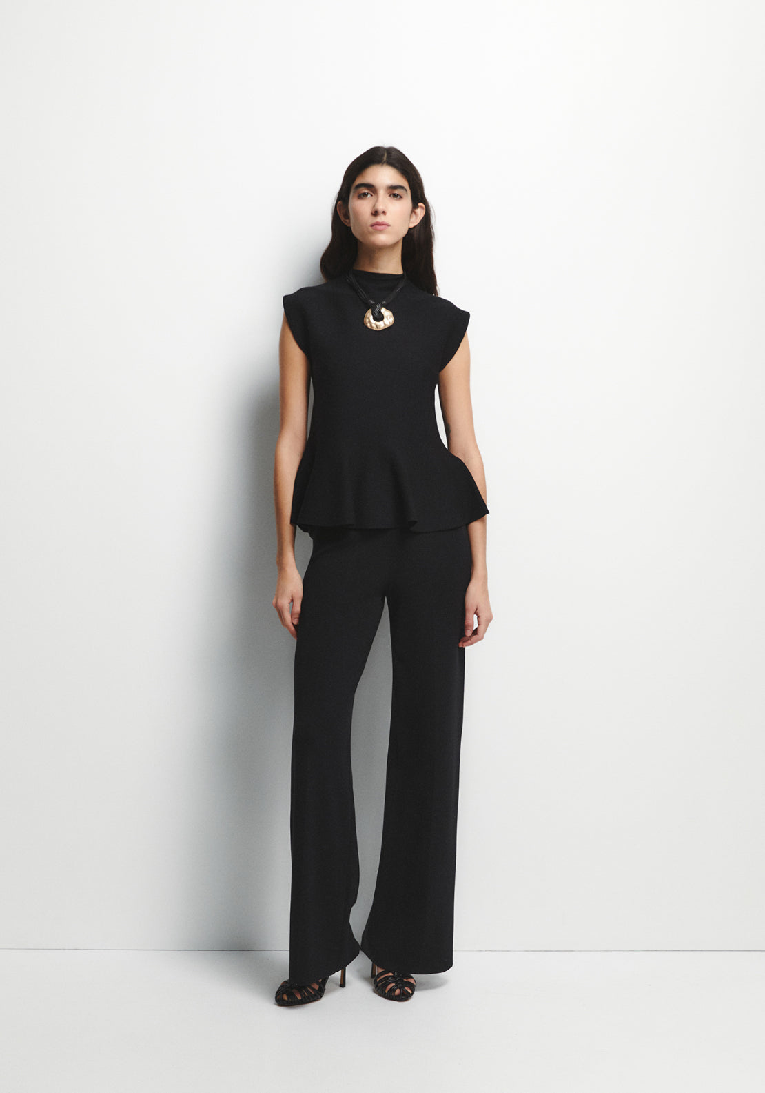 Peplum Knit Top - Black