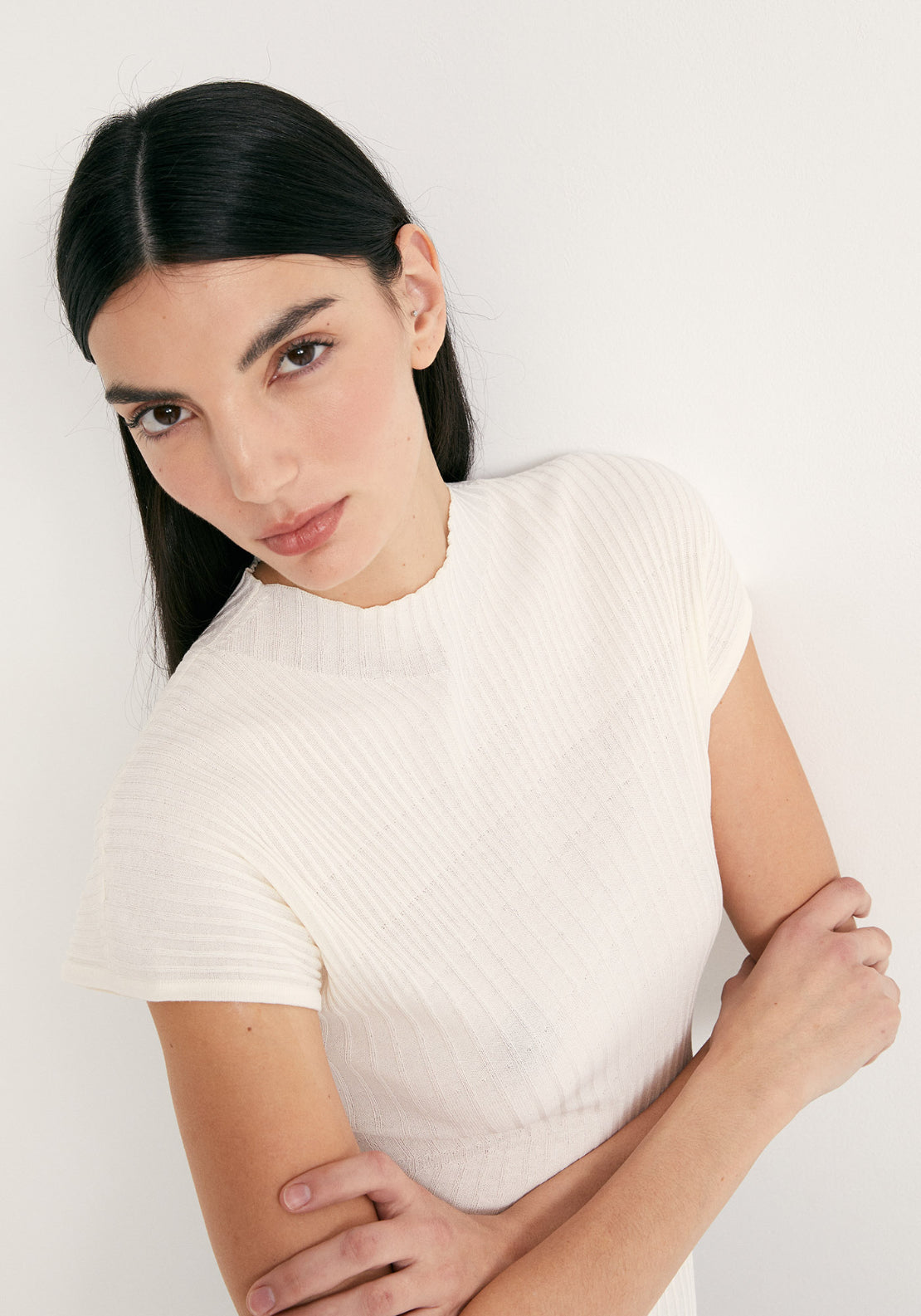 Ribbed Wrap Top - Ivory