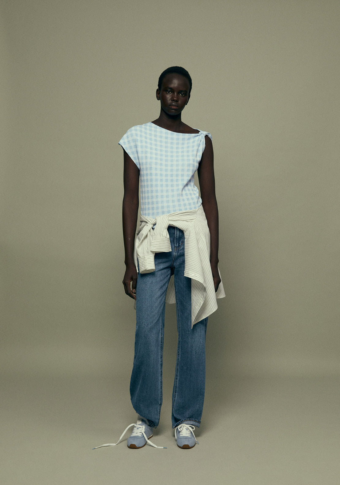 Gingham Print Top - Blue