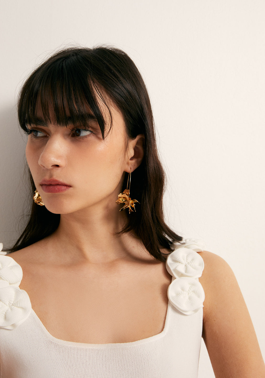 Flower Detail Tank Top - White