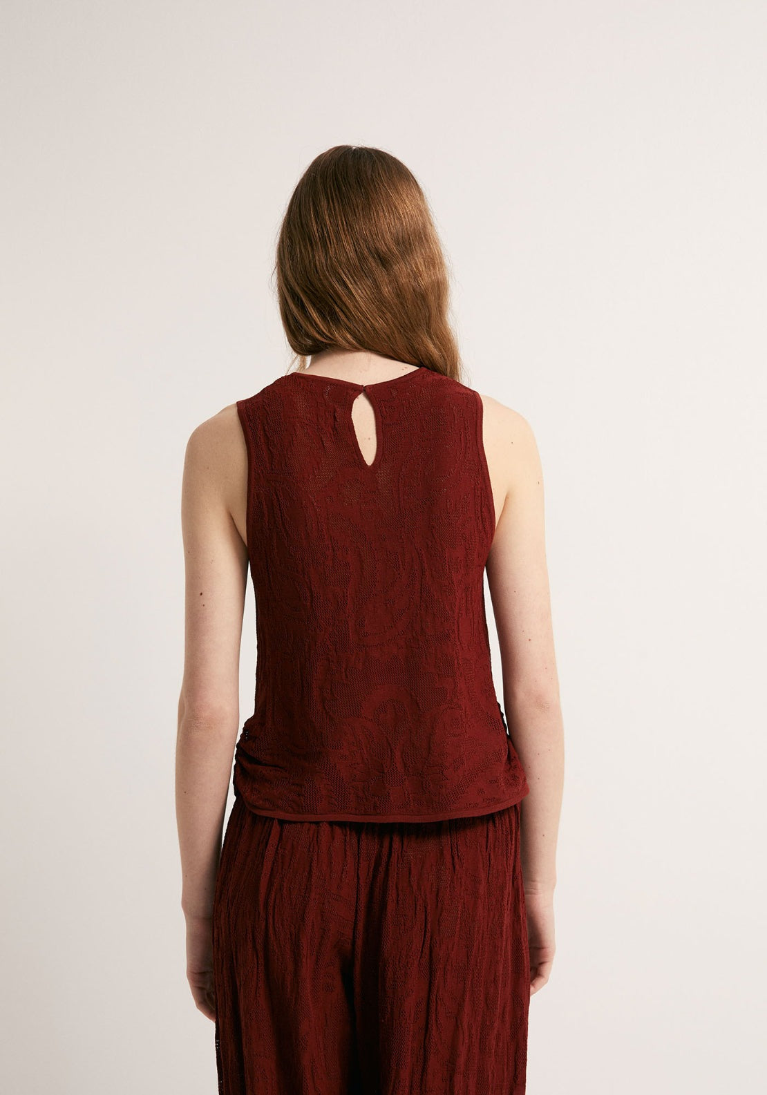 Openwork Halterneck Top - Red