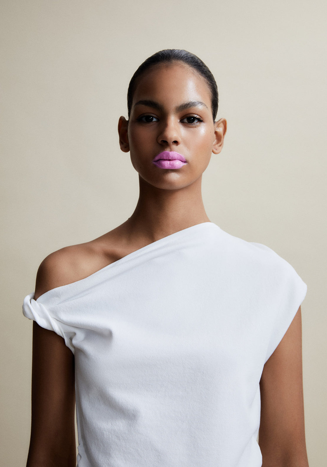 Asymetric Sleeve Top - White