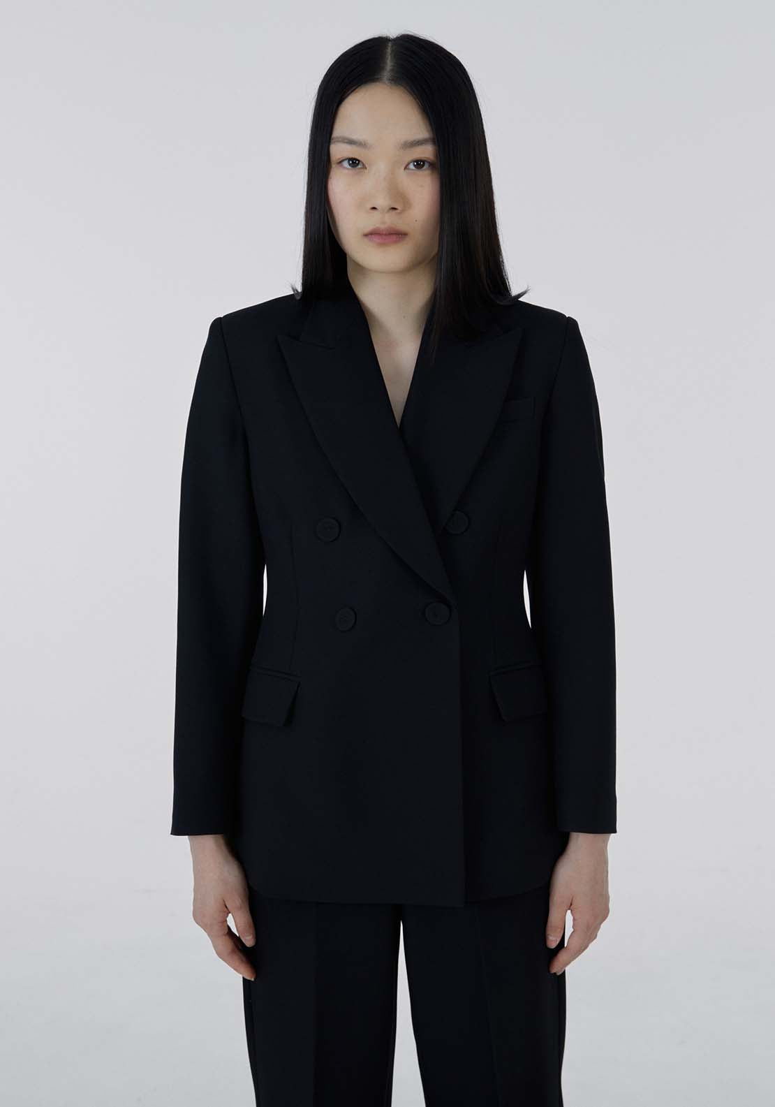 Sfera Button double-breasted blazer - Black 1 Shaws Department Stores