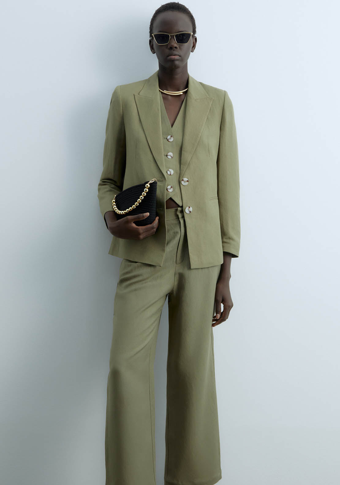 Sfera Linen Jacket - Khaki 2 Shaws Department Stores