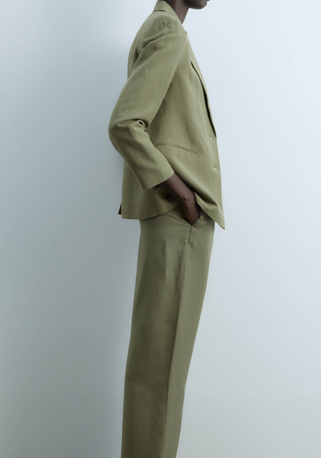 Sfera Linen Jacket - Khaki 4 Shaws Department Stores