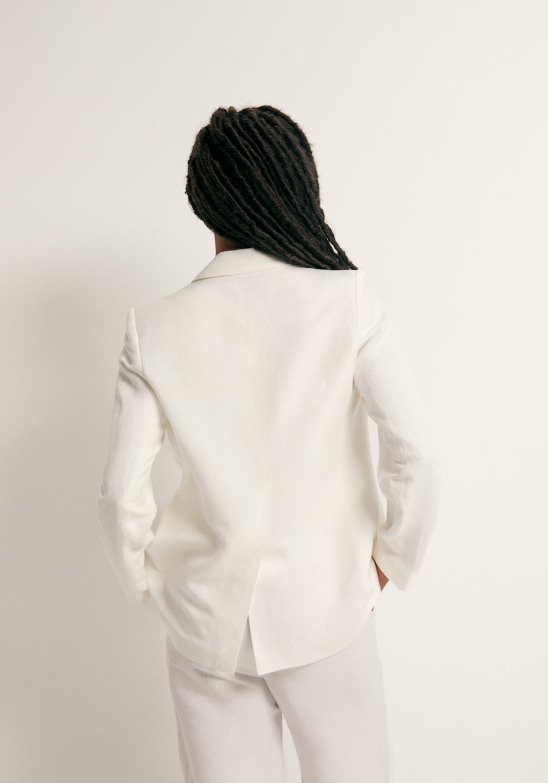 Double Breasted Linen Jacket - White