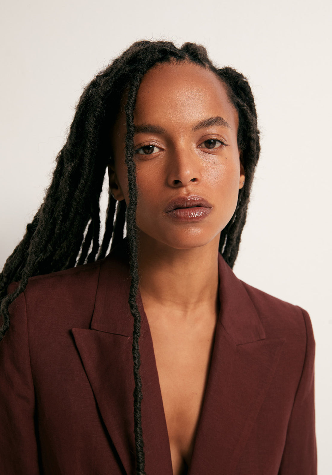 Double Breasted Linen Jacket - Red