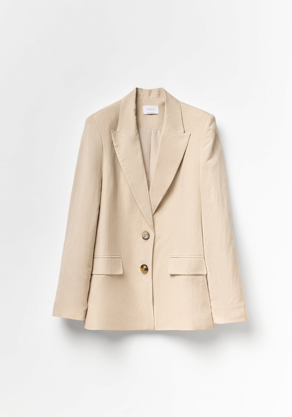 Double Breasted Linen Jacket - Beige