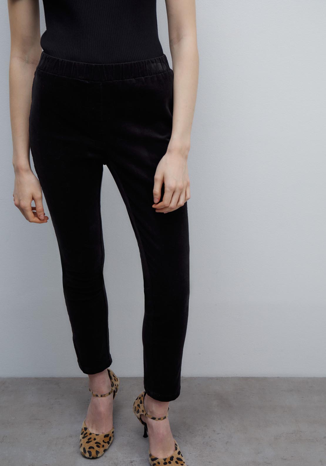 Sfera Micro-corduroy leggings - Black 1 Shaws Department Stores