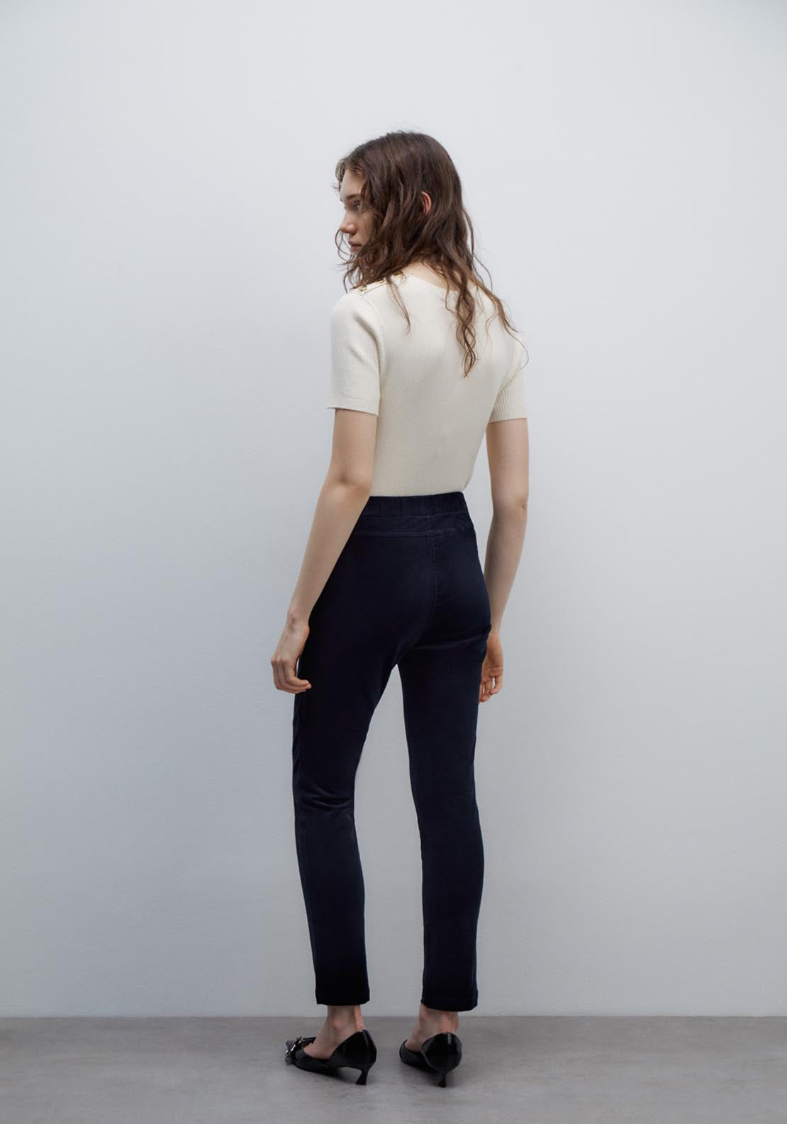 Sfera Micro-corduroy leggings - Navy 3 Shaws Department Stores