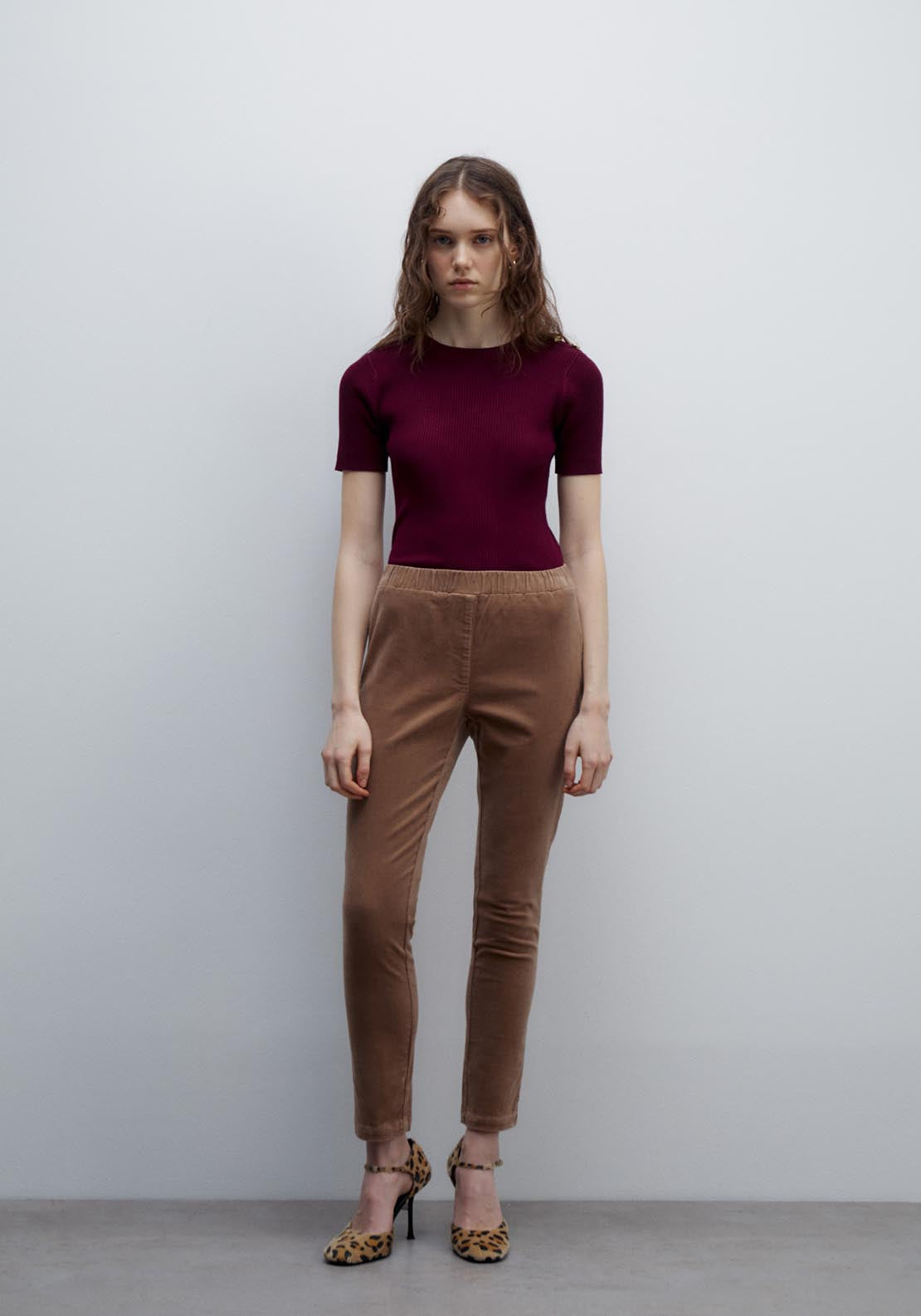 Sfera Micro-corduroy leggings - Camel 3 Shaws Department Stores