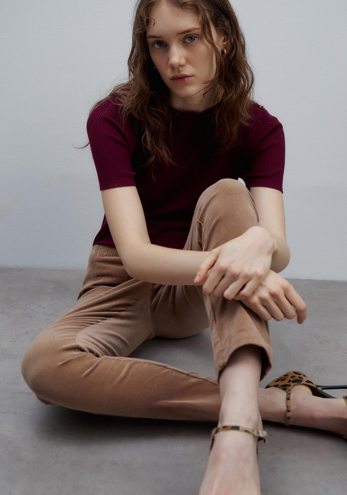 Sfera Micro-corduroy leggings - Camel 6 Shaws Department Stores
