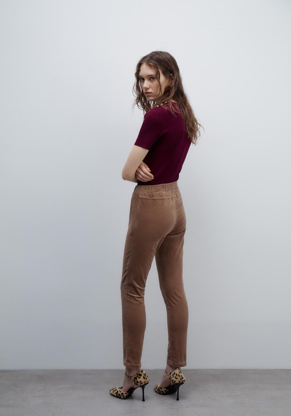 Sfera Micro-corduroy leggings - Camel 4 Shaws Department Stores