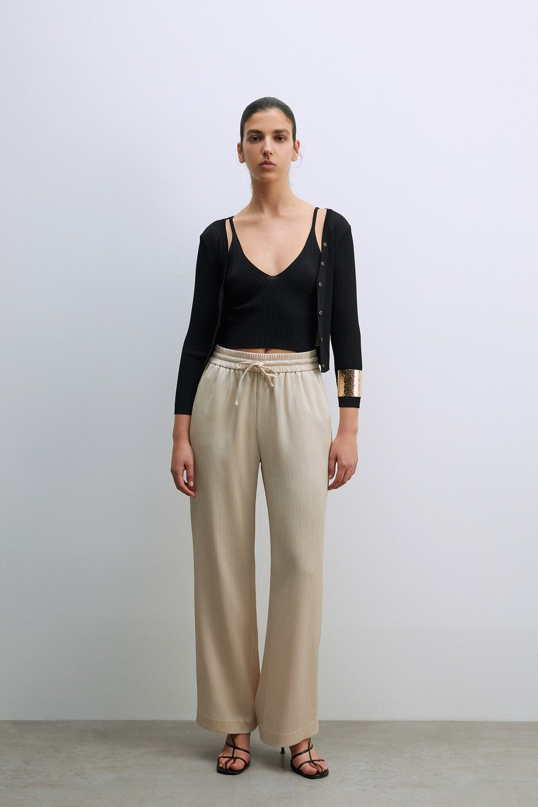 Sfera Fluid Trousers W Elastic Waist - Grey 4 Shaws Department Stores