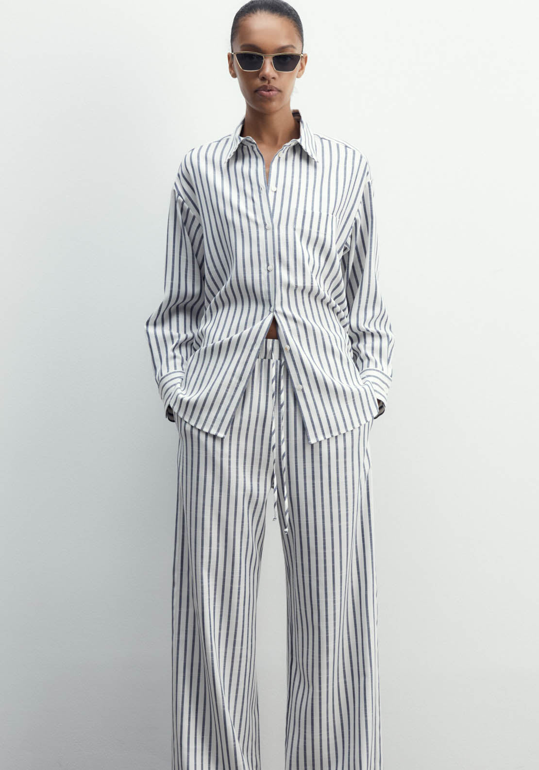 Sfera Striped Trousers - Navy 1 Shaws Department Stores
