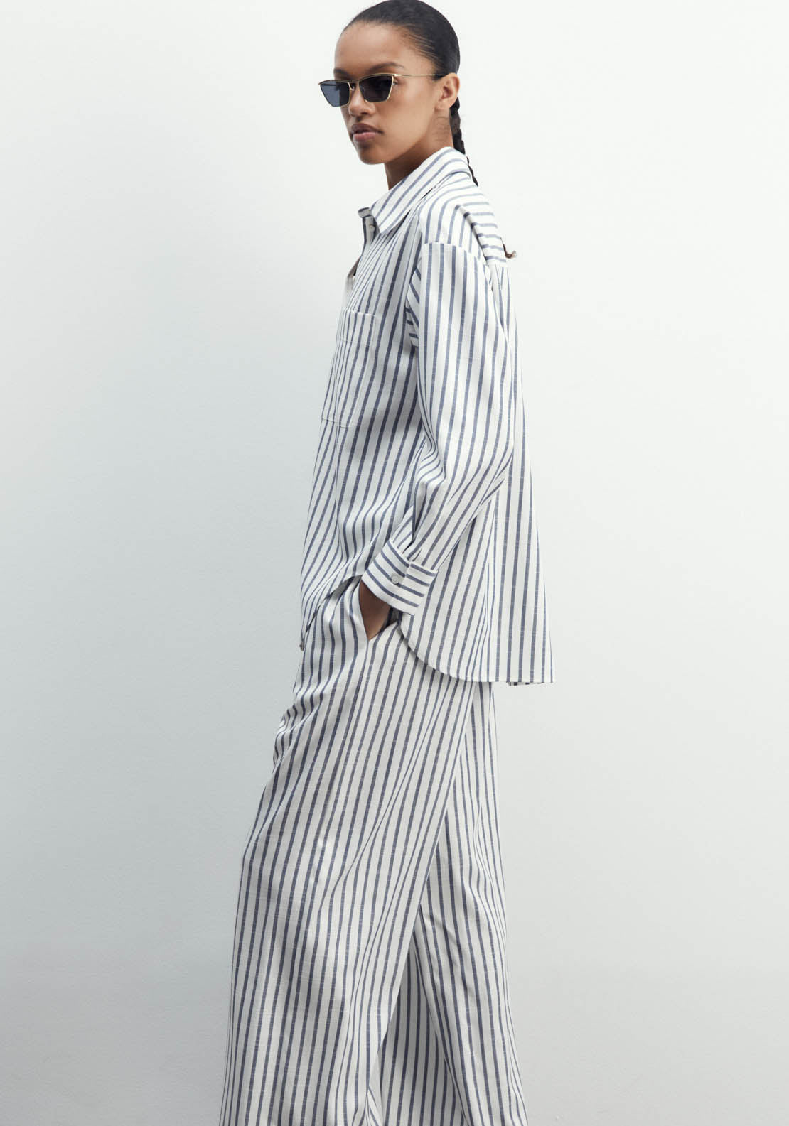 Sfera Striped Trousers - Navy 4 Shaws Department Stores