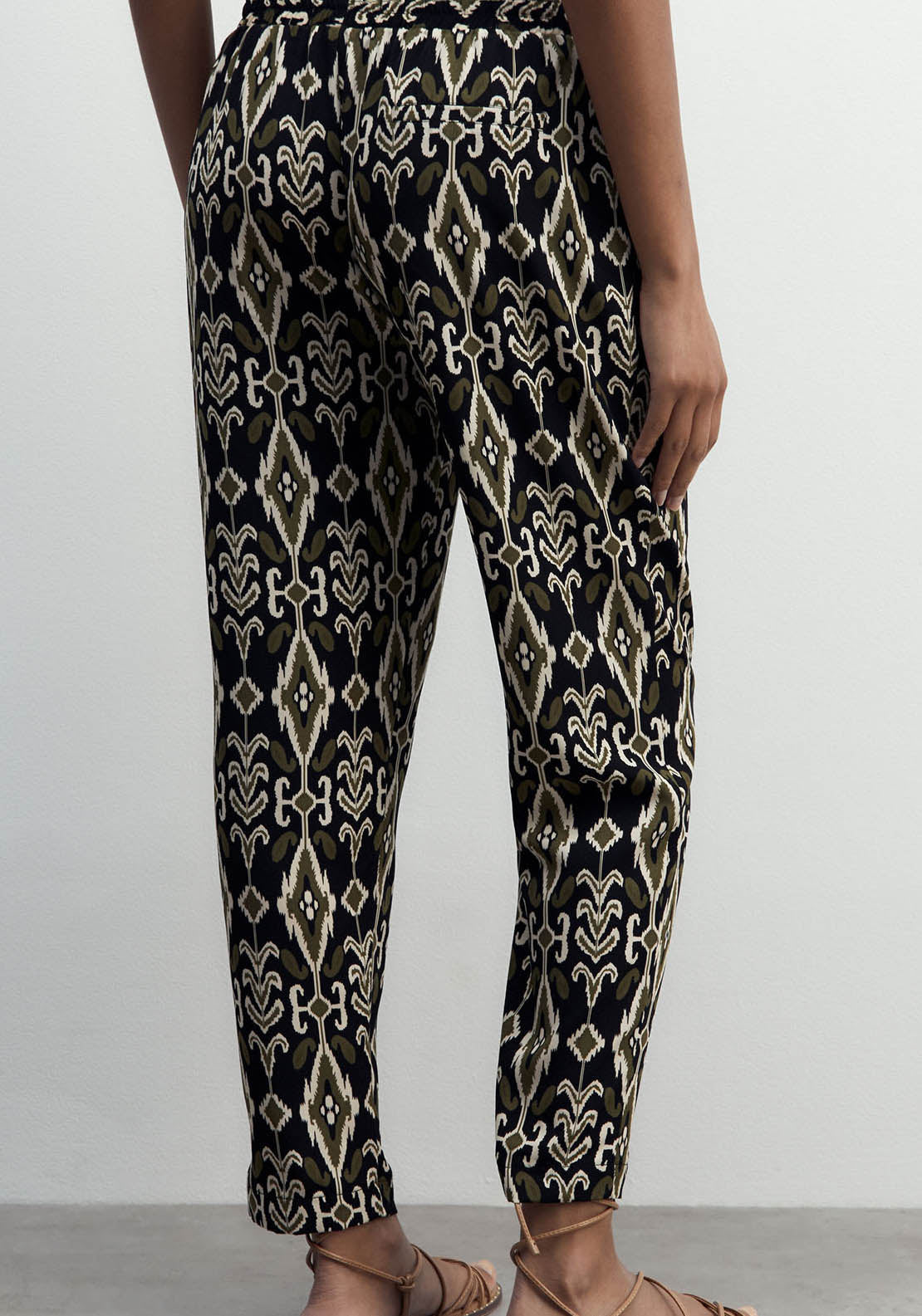 Sfera Printed Loose-Fit Trousers - Green 5 Shaws Department Stores