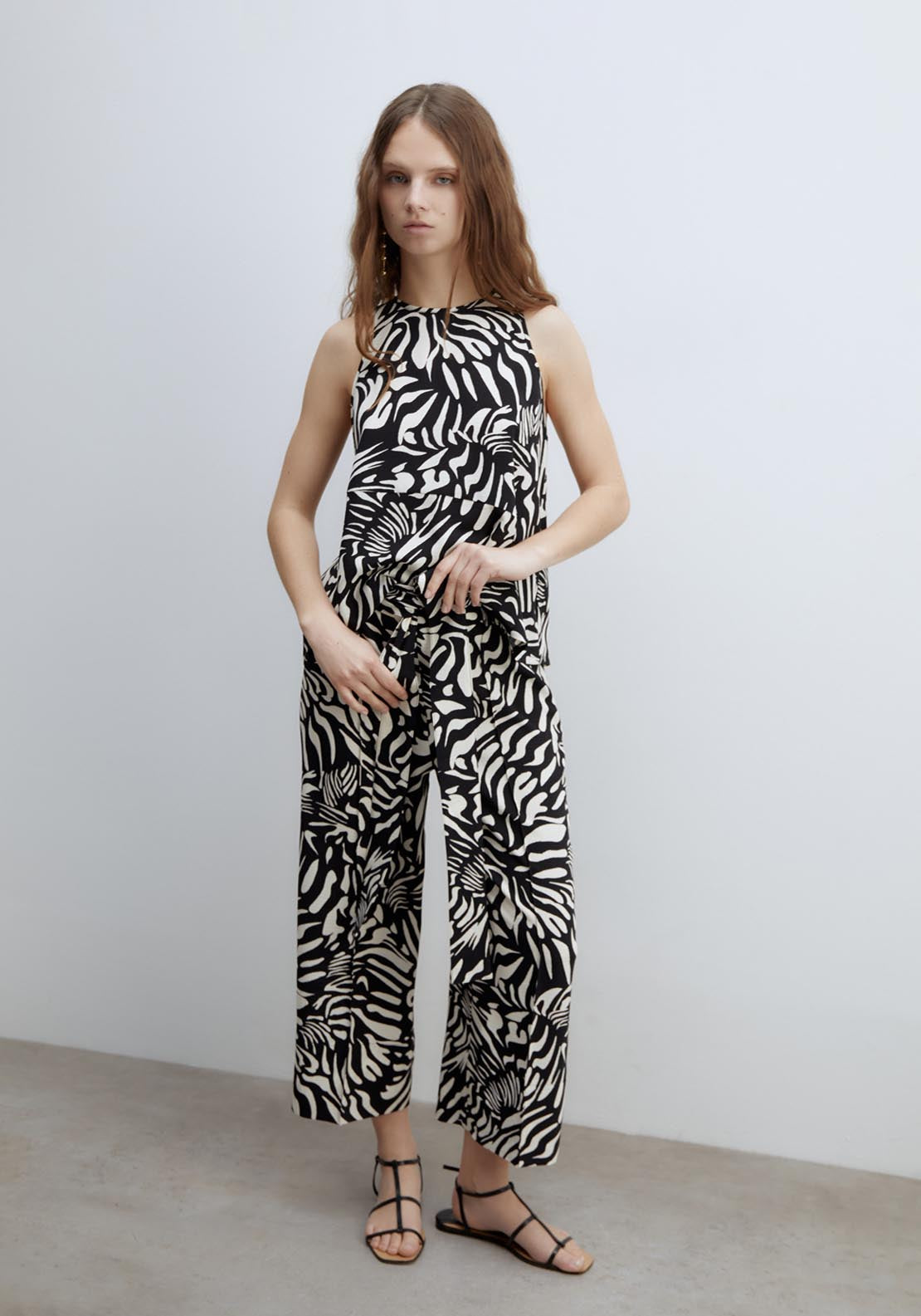 Sfera Printed Culotte Trousers - Black 5 Shaws Department Stores