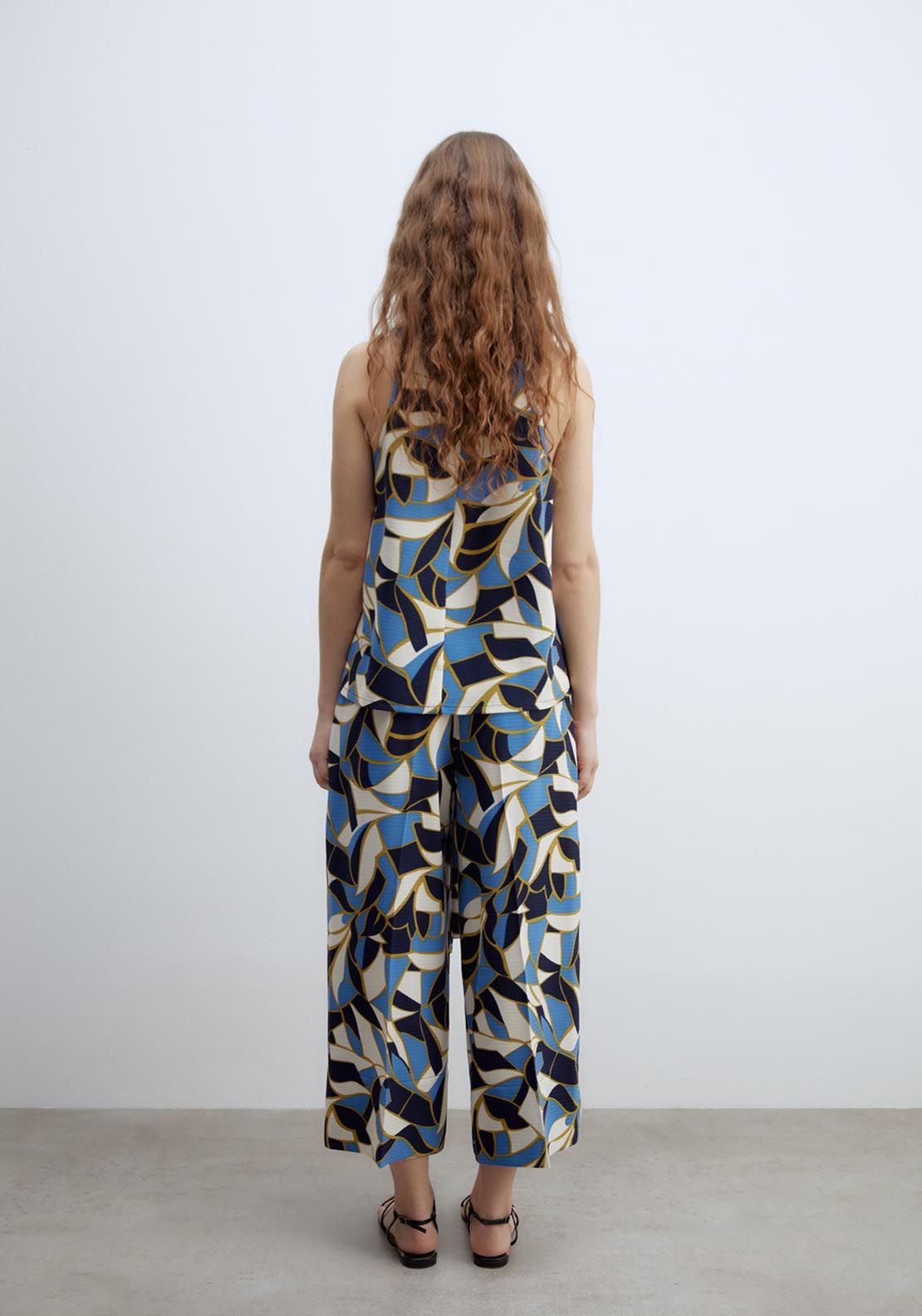 Sfera Printed Culotte Trousers - Blue 2 Shaws Department Stores