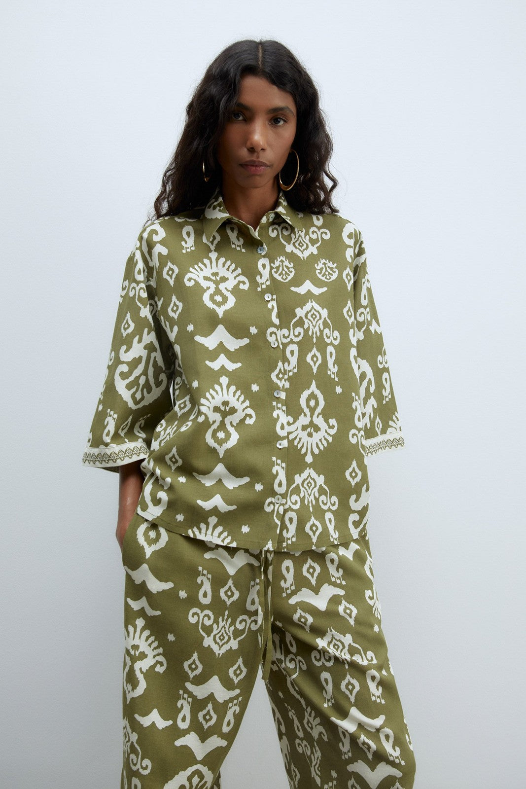 Sfera Printed trousers - Print Khaki 5 Shaws Department Stores