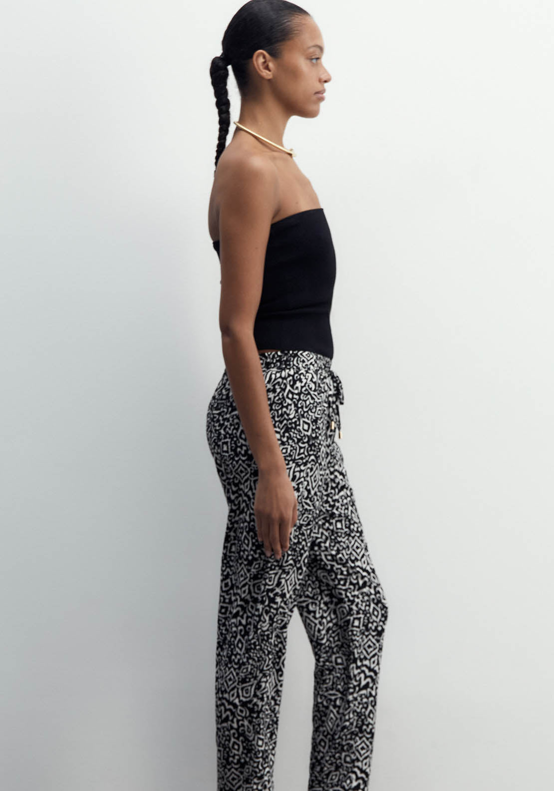 Sfera Printed Loose-Fit Trousers - Black 3 Shaws Department Stores