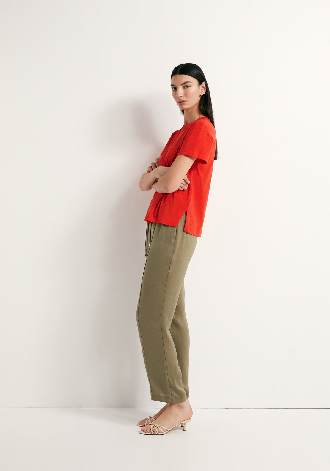 Plain Loose Fit Trousers - Green