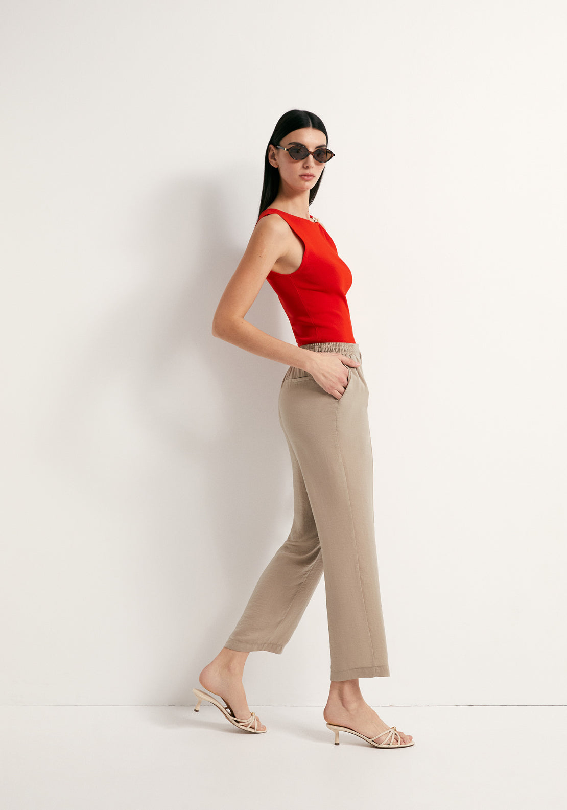 Elastic Loose Fit Trousers - Grey