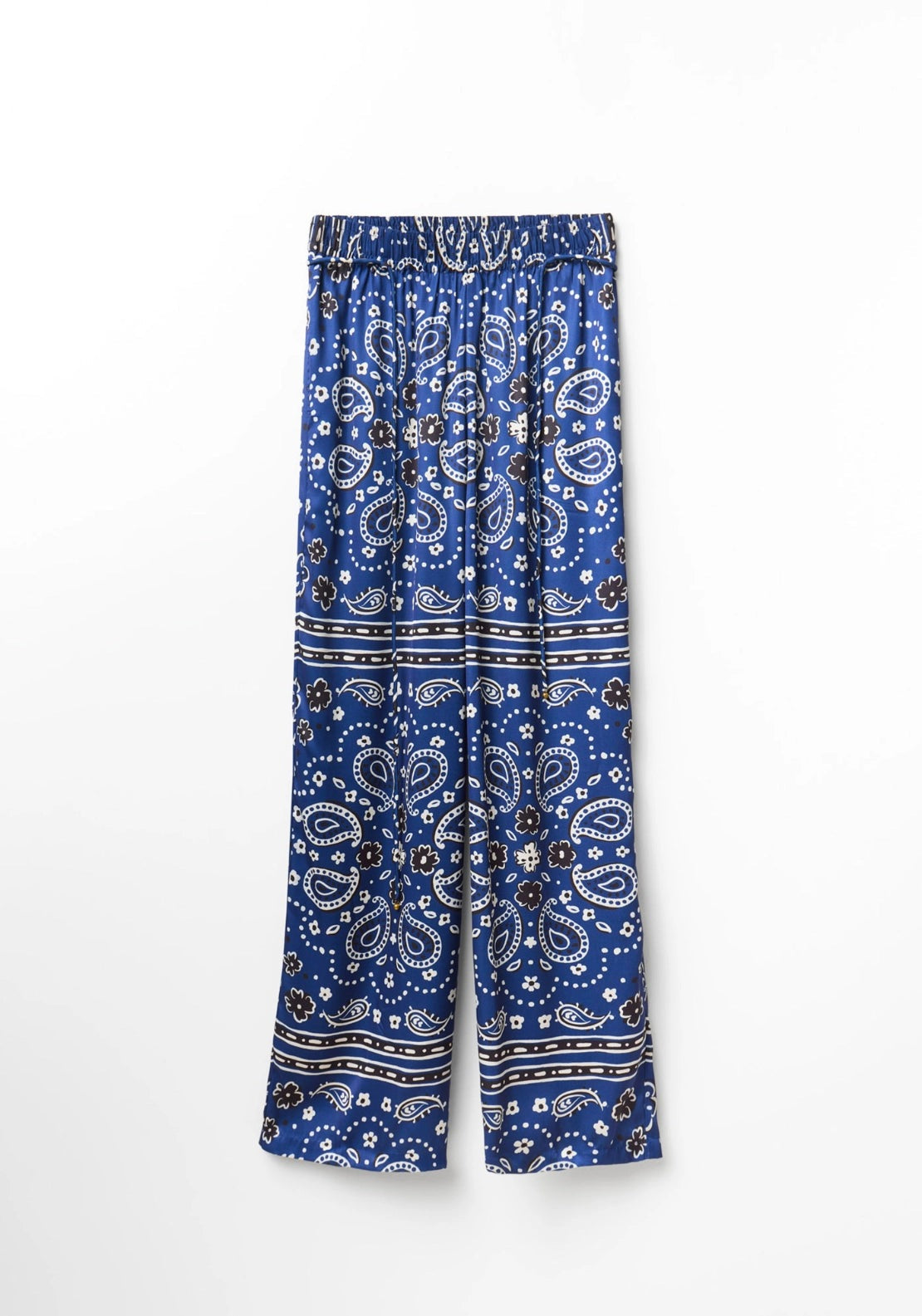 Scarf-Print Trousers - Blue