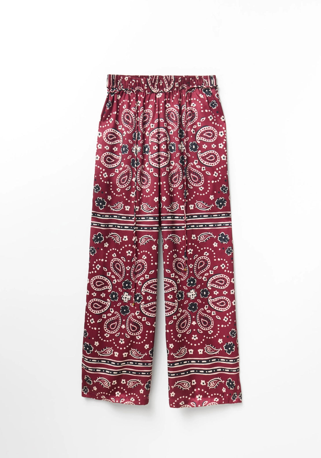 Scarf-Print Trousers - Red
