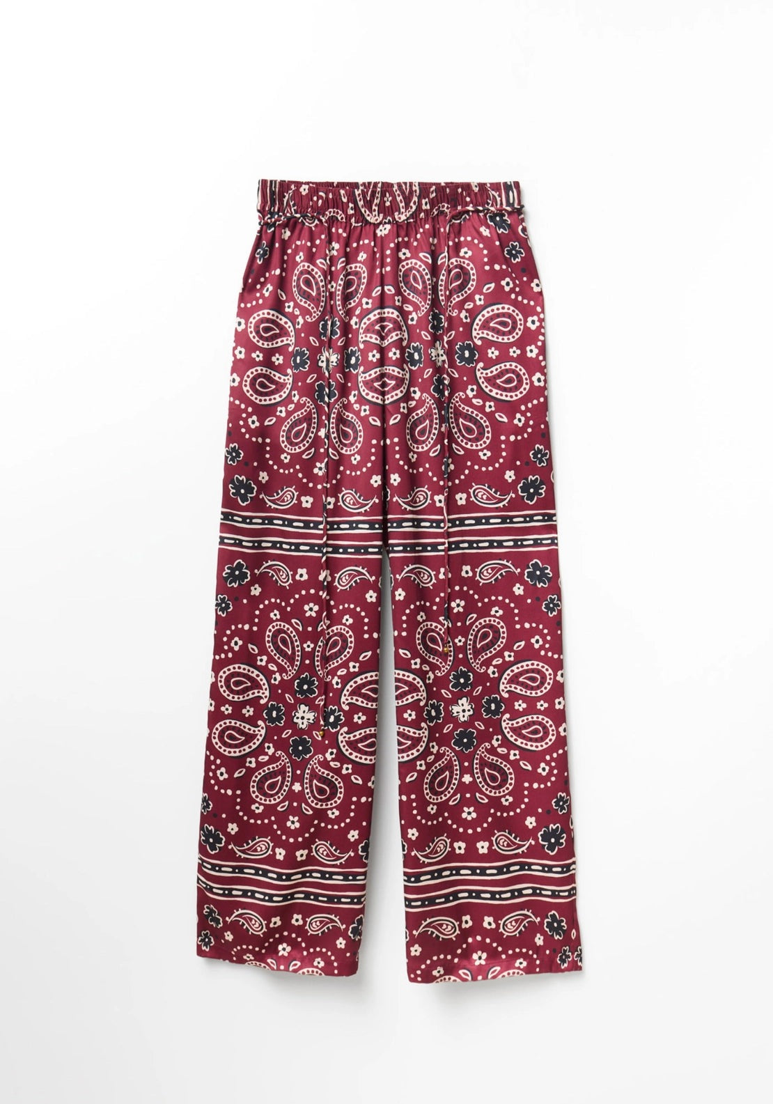 Scarf-Print Trousers - Red