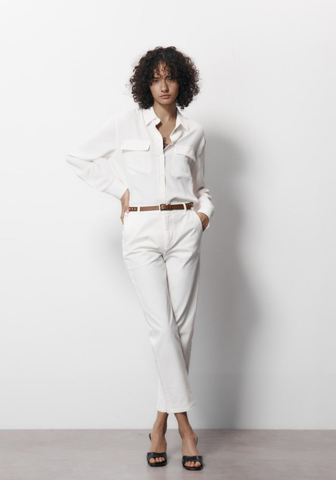 Sfera Belted chinos - White 2 Shaws Department Stores