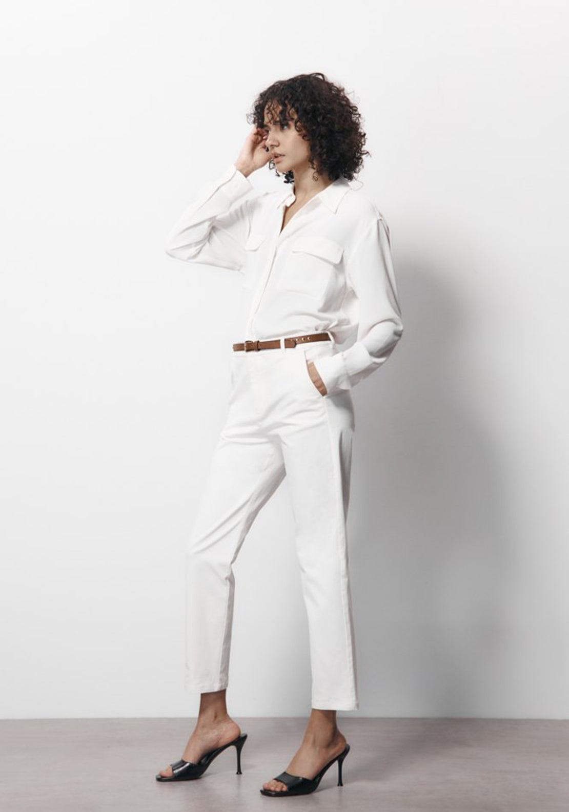 Sfera Belted chinos - White 3 Shaws Department Stores