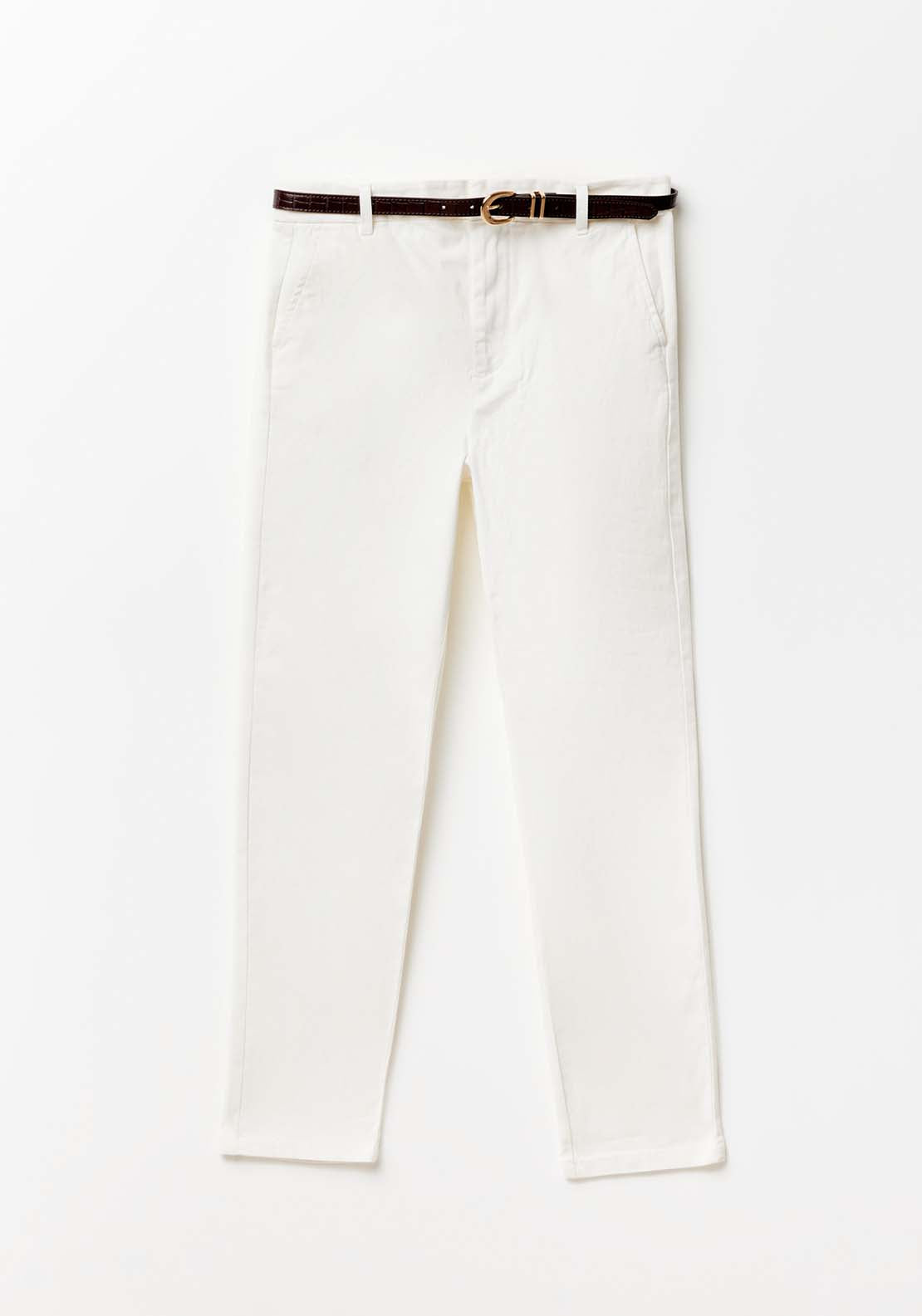 Sfera Belted Chino Trousers - Off White 5 Shaws Department Stores