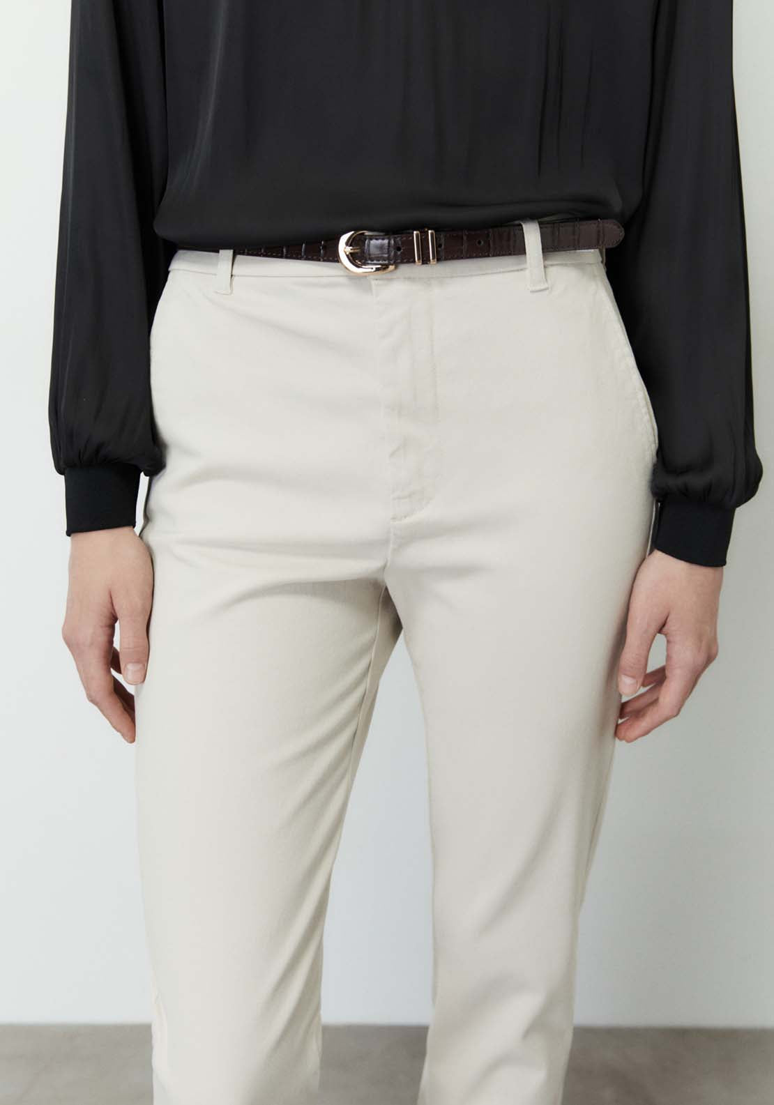 Sfera Belted chino trousers - Stone 5 Shaws Department Stores