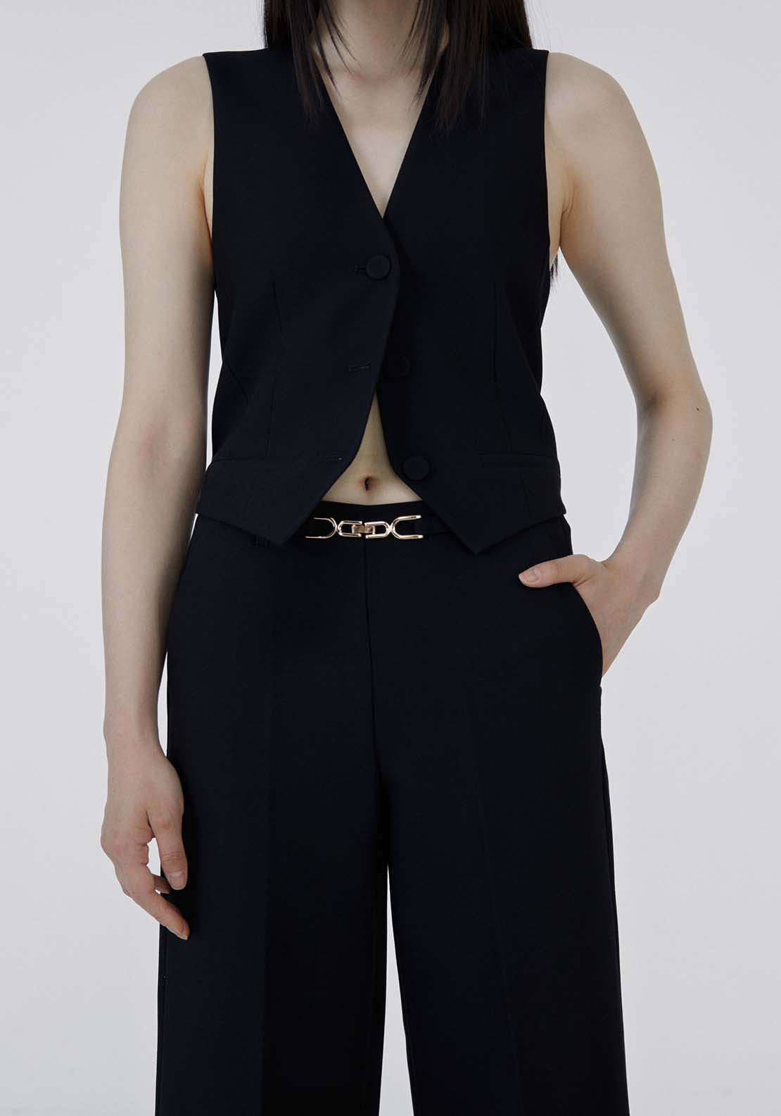 Sfera Buckle wide-leg trousers - Black 5 Shaws Department Stores