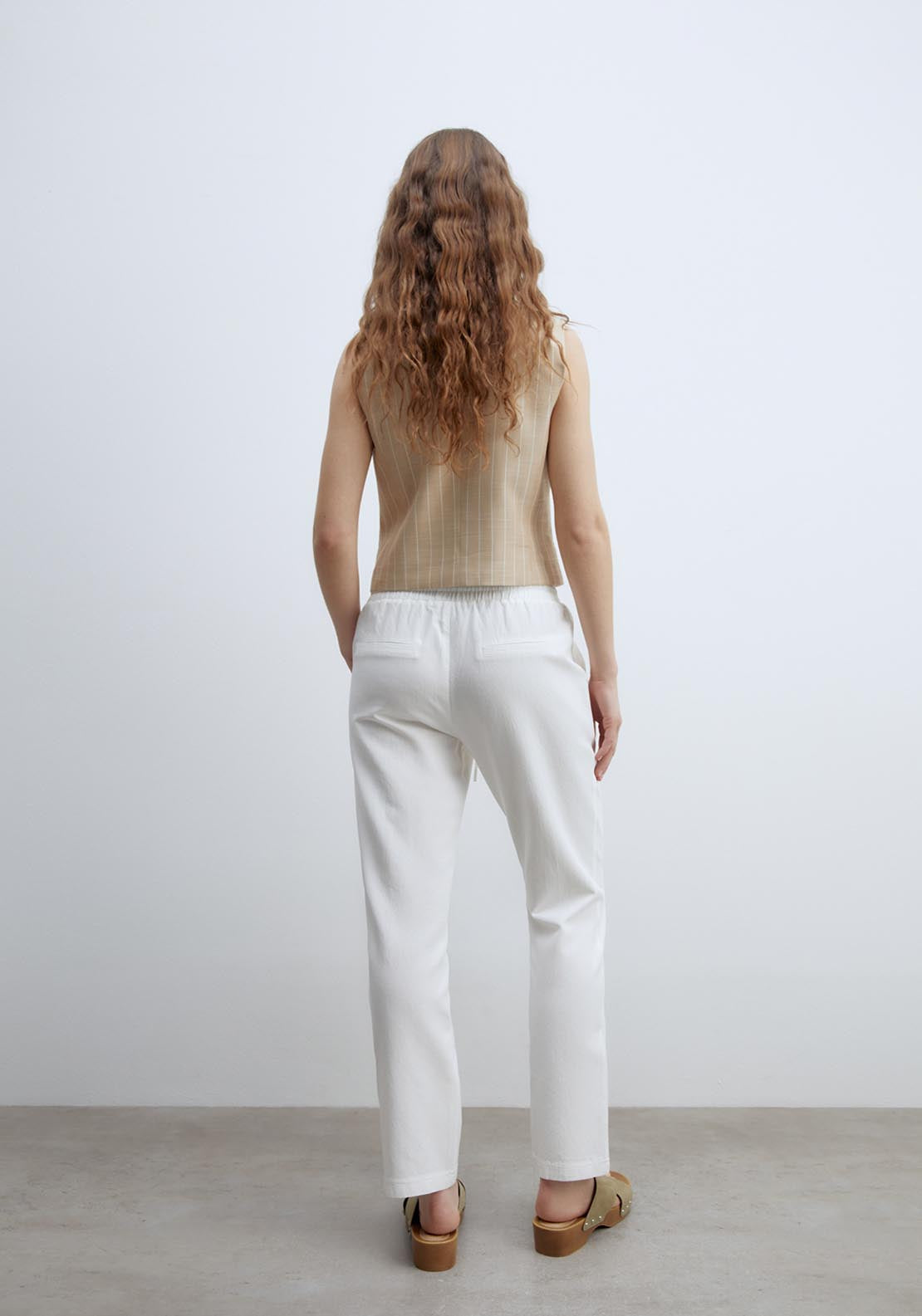 Sfera Loose Fit Linen Trousers - White 2 Shaws Department Stores