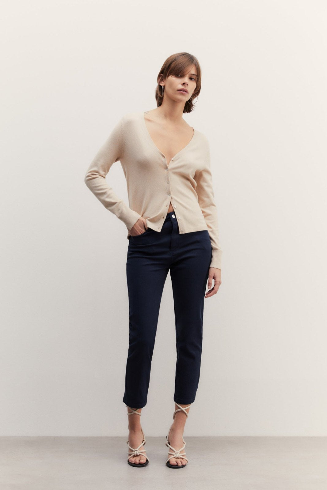 Sfera Twill capri trousers - Navy 1 Shaws Department Stores