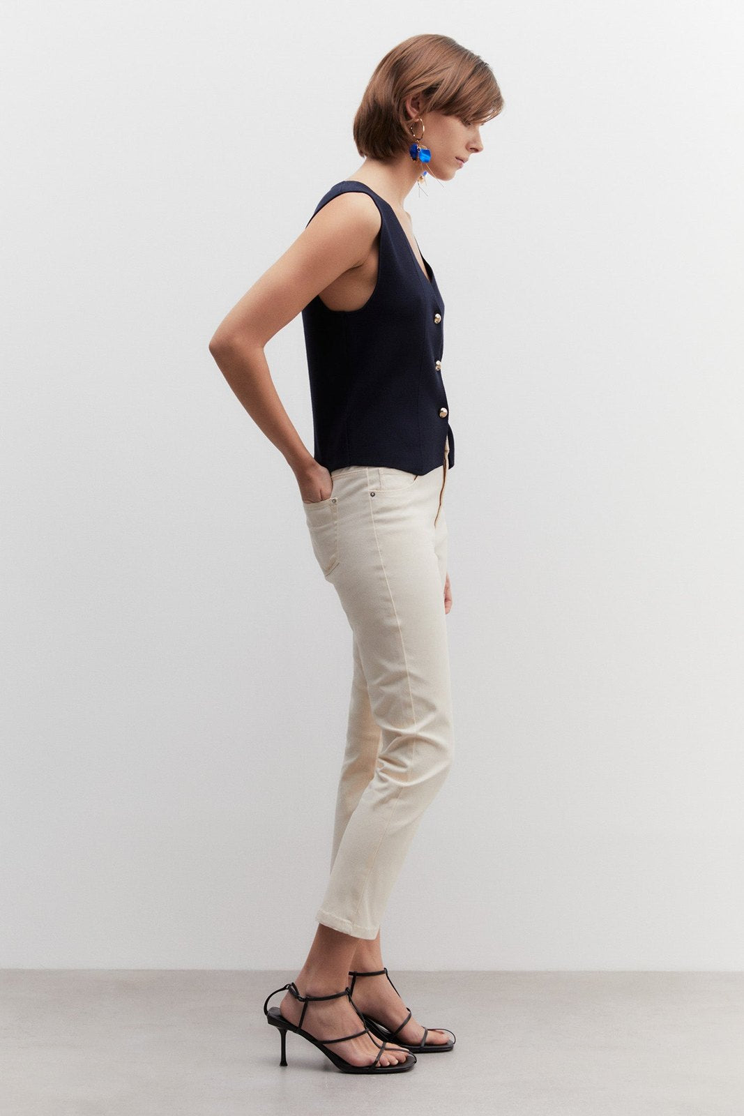 Sfera Twill capri trousers - Grey 4 Shaws Department Stores