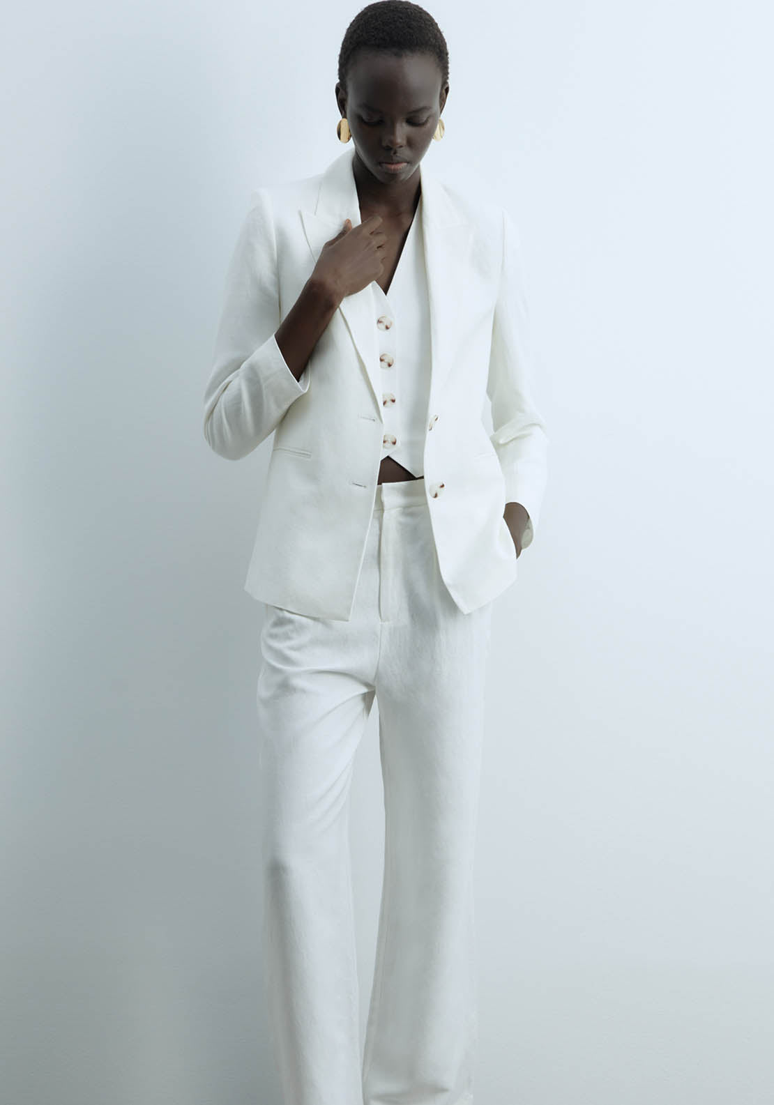 Sfera Formal Linen Trousers - White 1 Shaws Department Stores