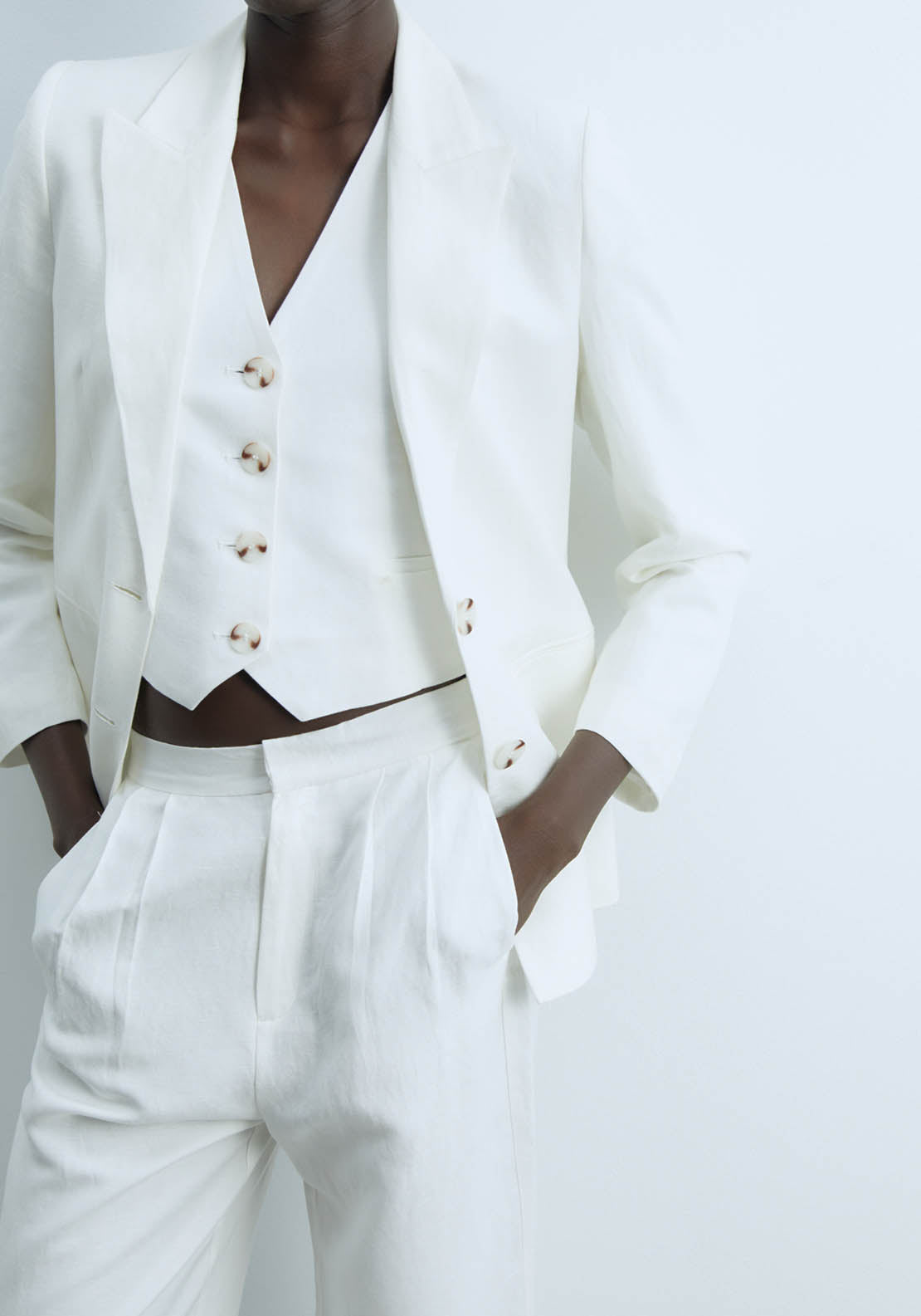 Sfera Formal Linen Trousers - White 2 Shaws Department Stores