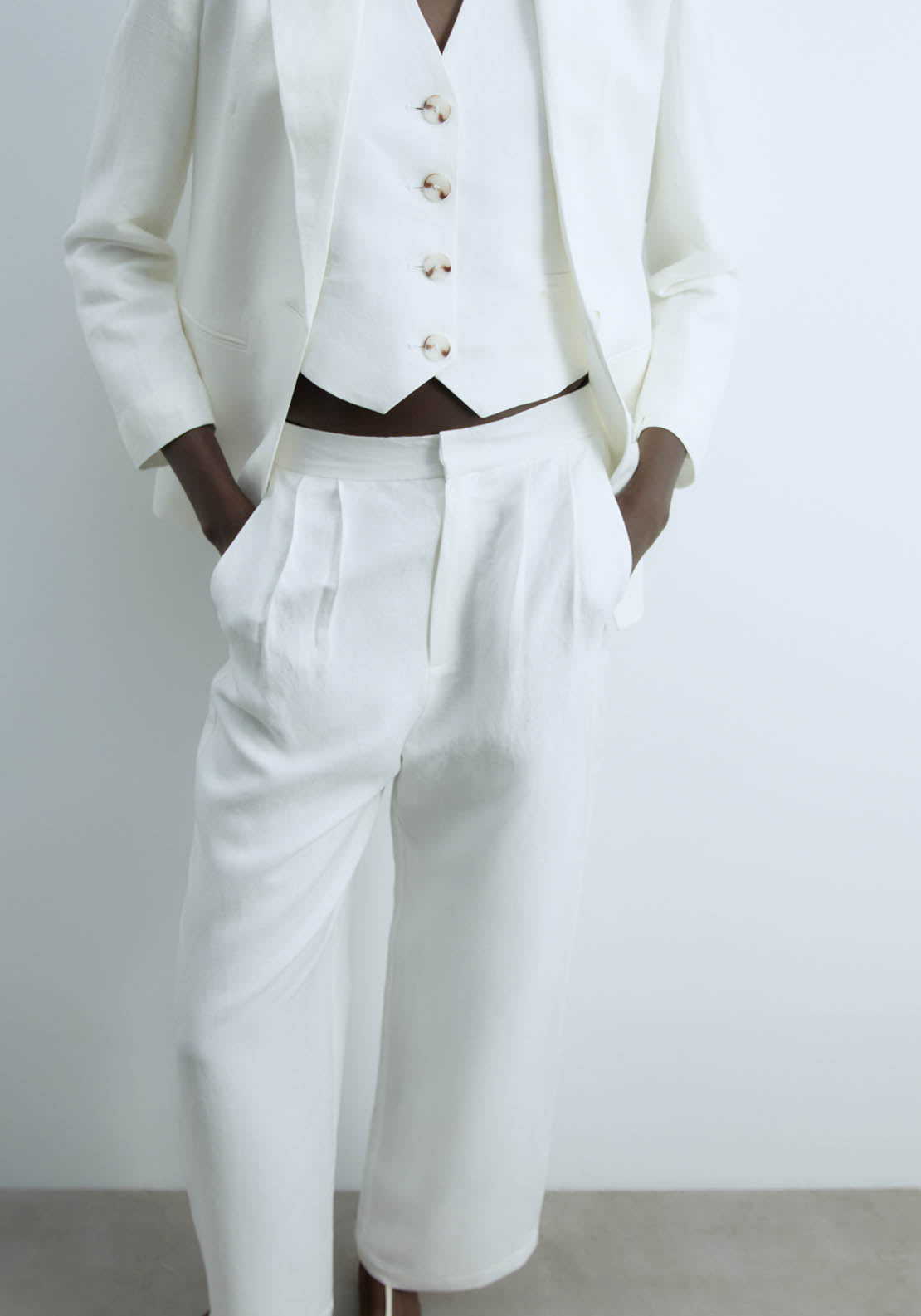 Sfera Formal Linen Trousers - White 3 Shaws Department Stores